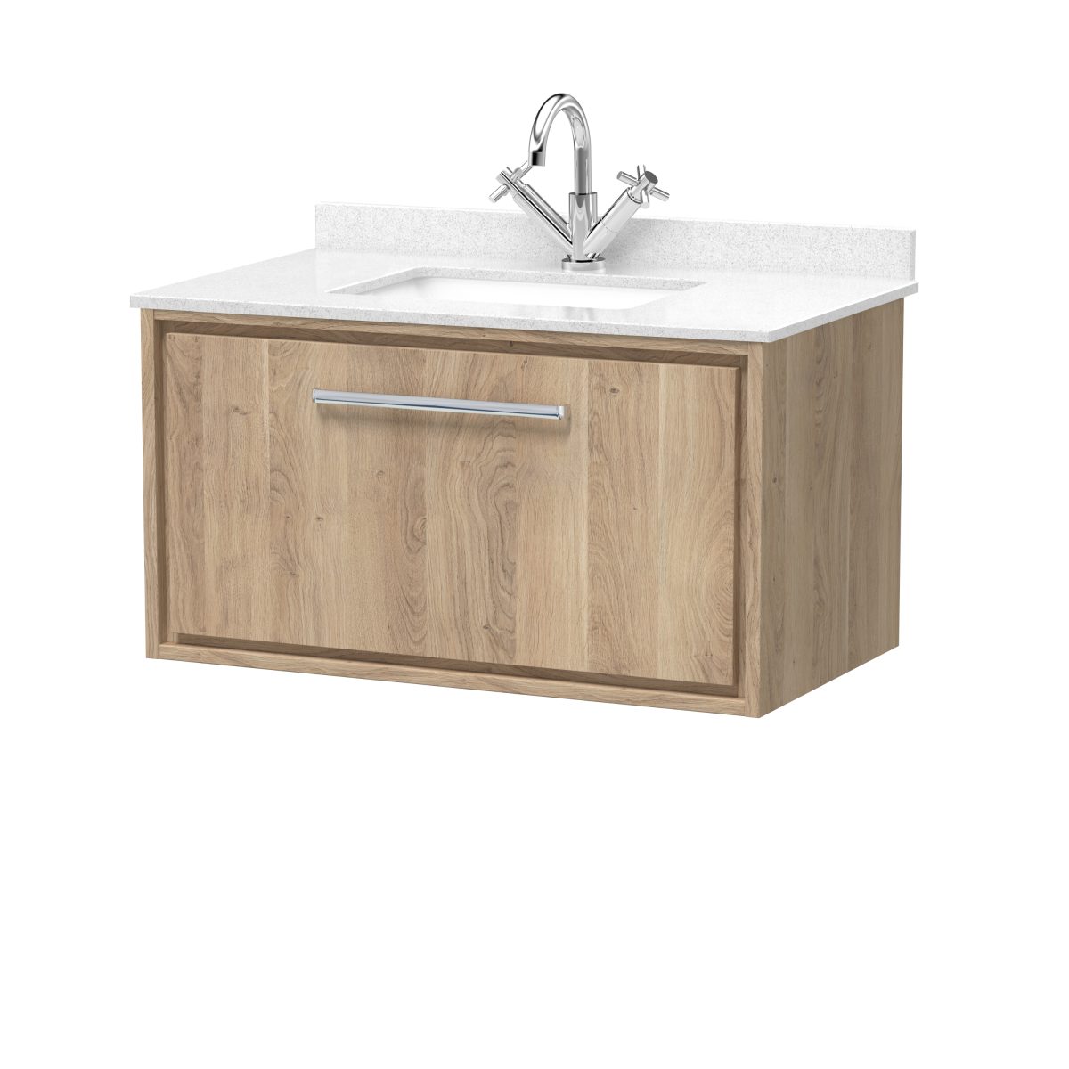 800mm Wall Hung Single Drawer Vanity with Marble Worktop Basin - Image 1