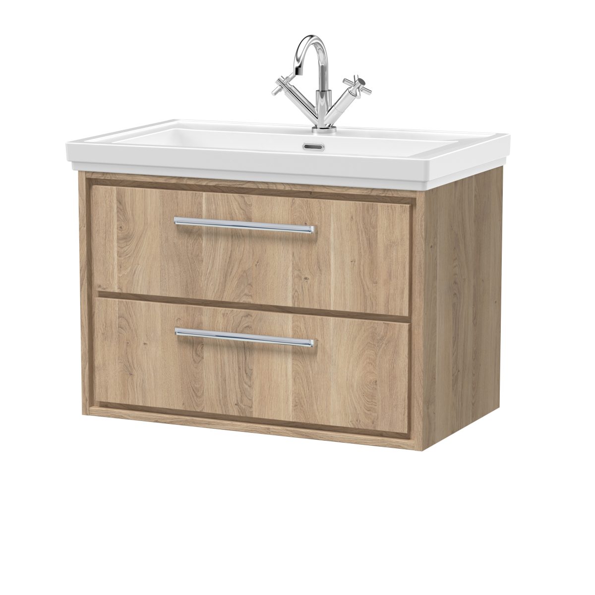 800mm Wall Hung 2-Drawer Vanity with Basin - 1 Tap Hole - Image 1