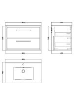 800mm Wall Hung 2-Drawer Vanity with Basin - 1 Tap Hole - Image 2