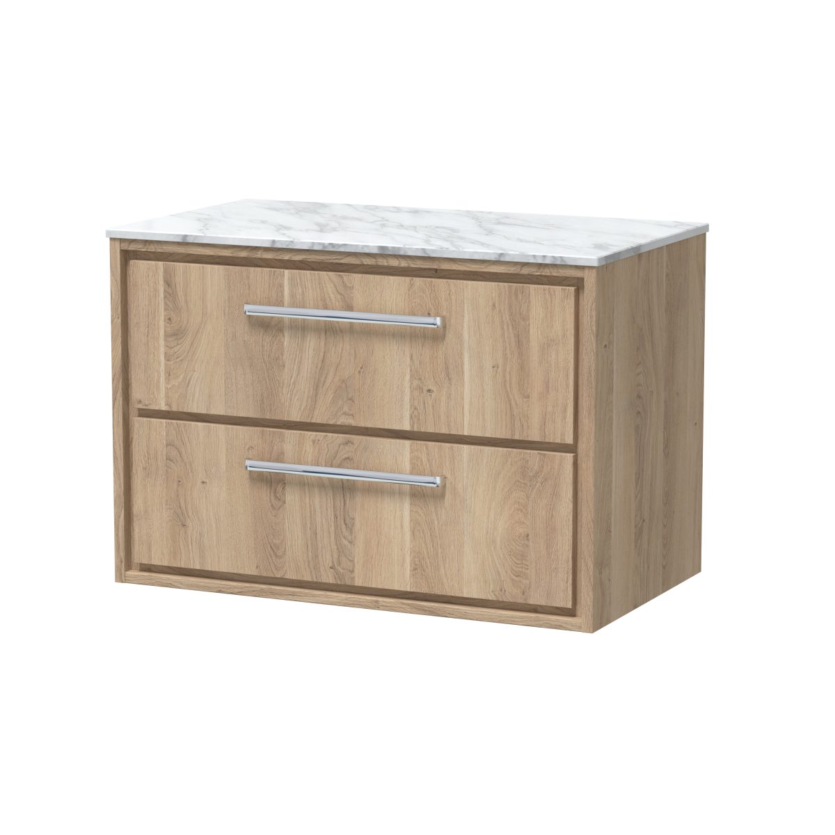800mm Wall Hung 2-Drawer Vanity with Marble Worktop - Image 1