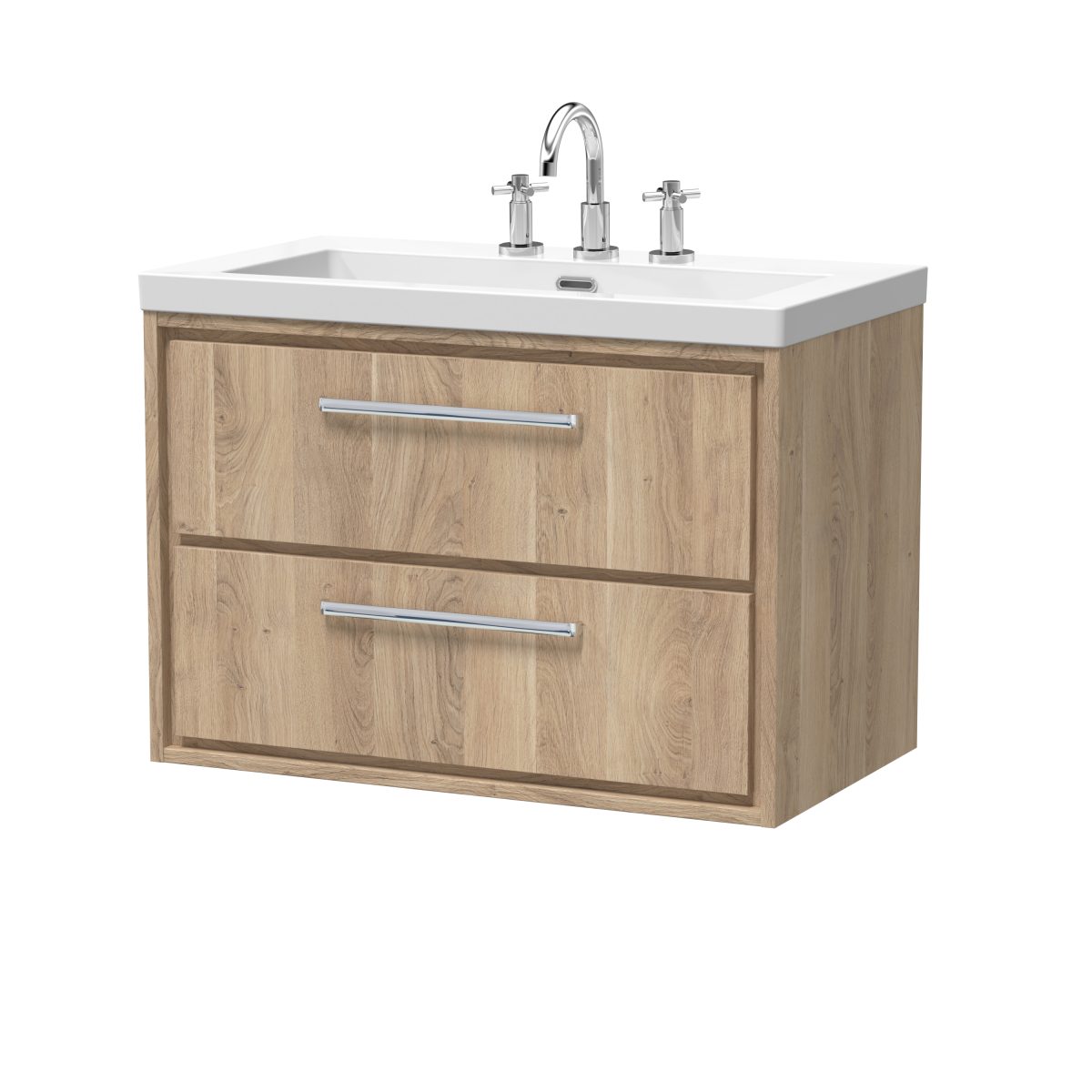 800mm Wall Hung 2-Drawer Vanity with Basin - 3 Tap Hole - Image 1