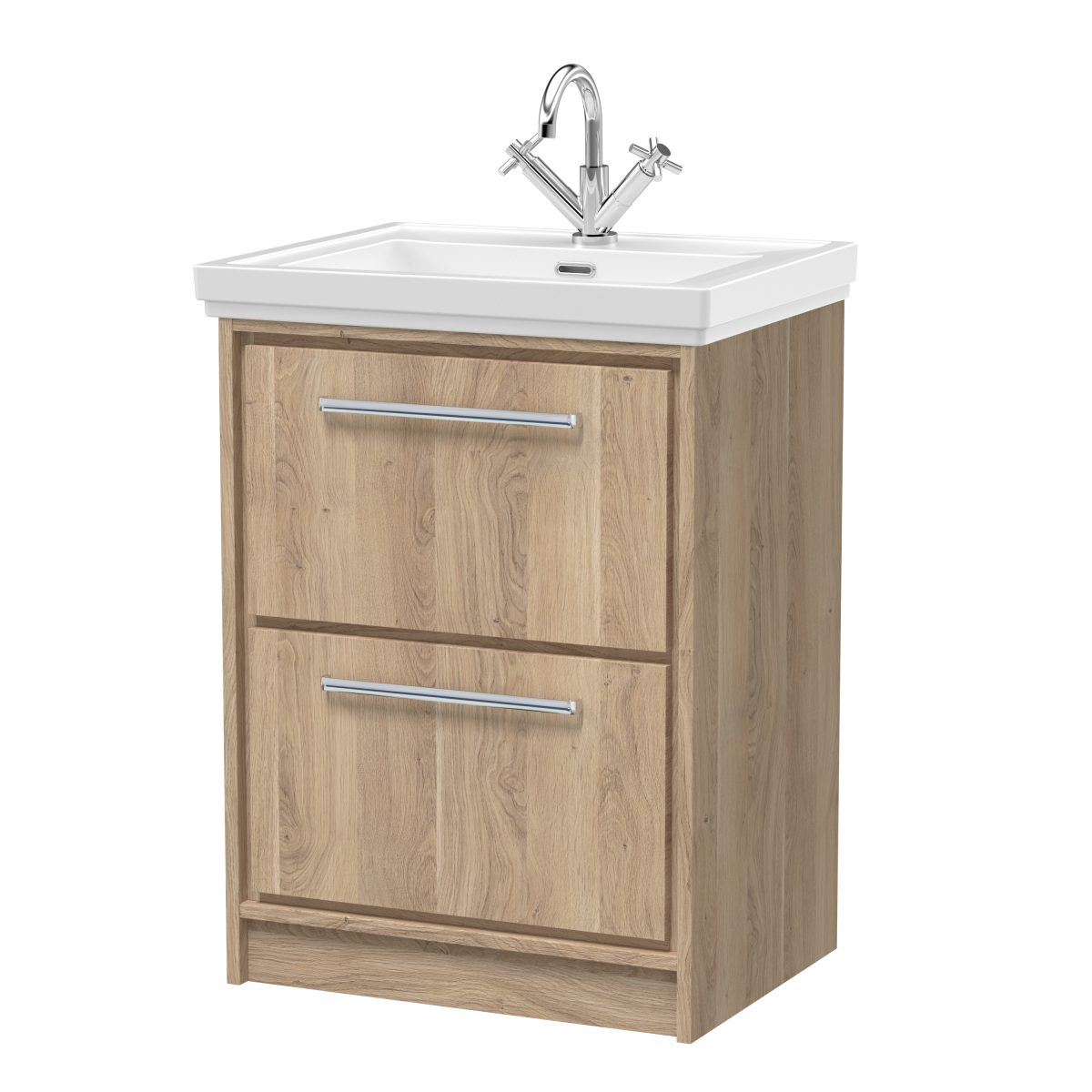 600mm Floor Standing 2-Drawer Vanity with Basin - 1 Tap Hole - Image 1