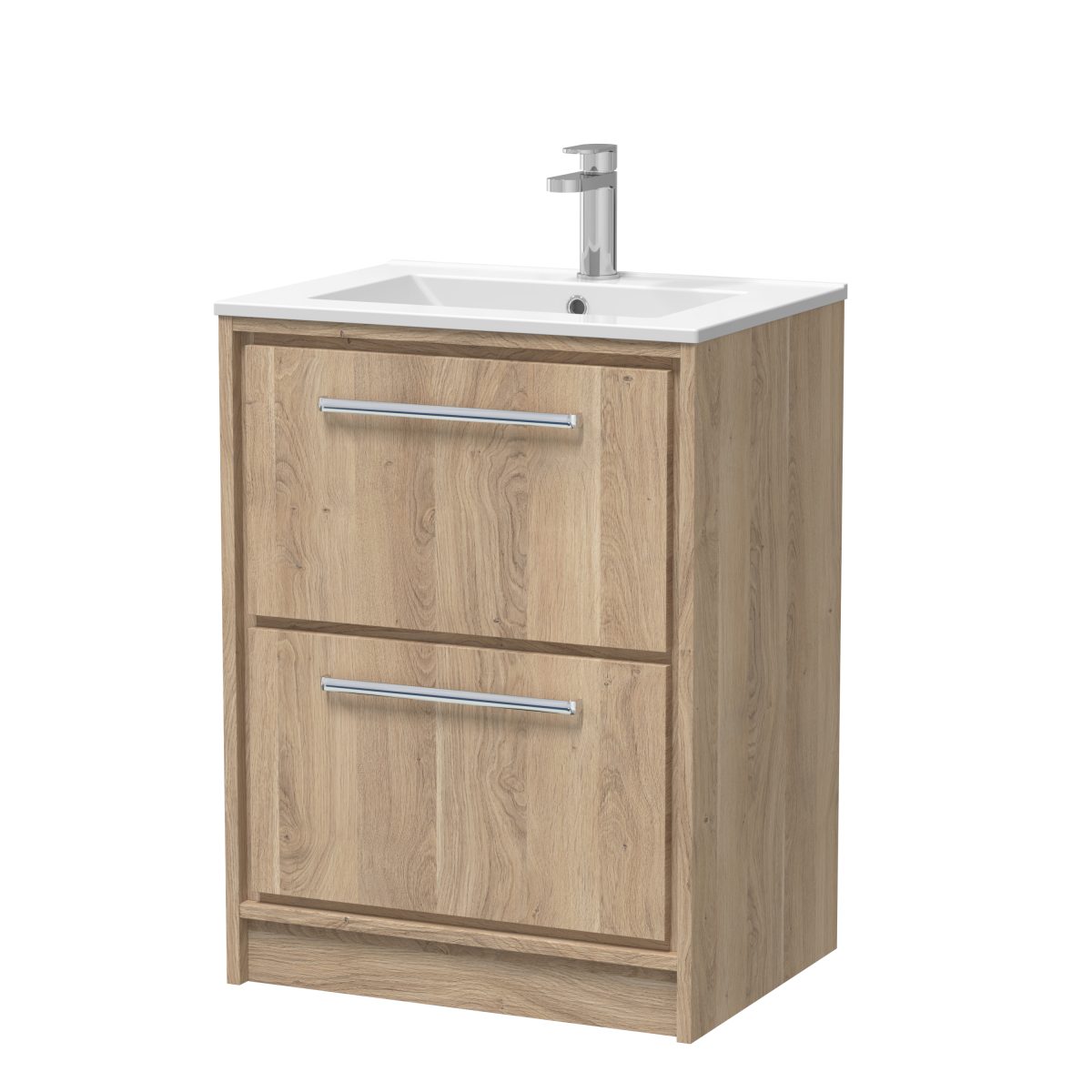 600mm Floor Standing 2-Drawer Vanity with Basin - 1 Tap Hole - Image 1