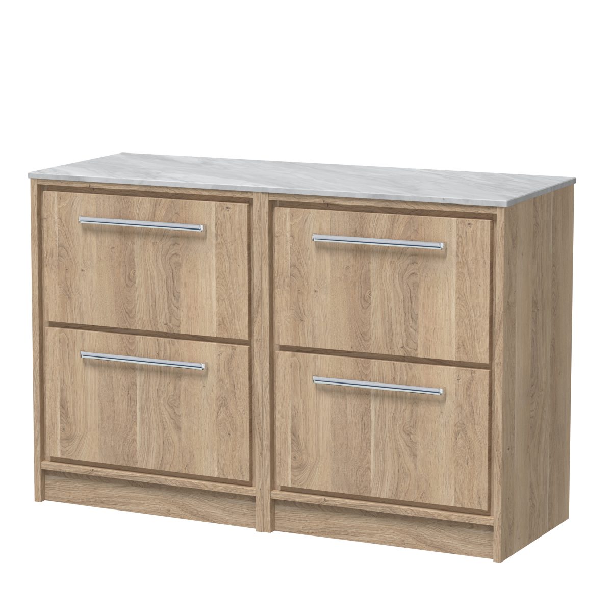 1200mm Floor Standing 4-Drawer Vanity with Marble Worktop - Image 1
