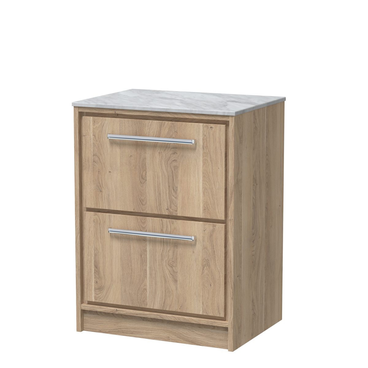 600mm Floor Standing 2-Drawer Vanity with Marble Worktop - Image 1