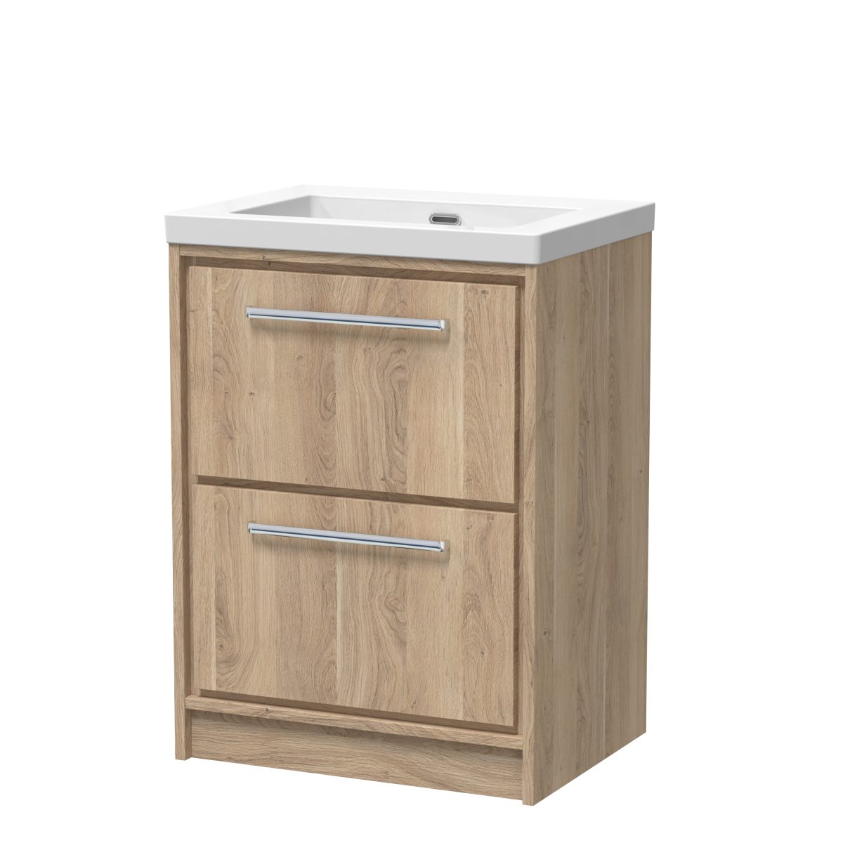 600mm Floor Standing 2-Drawer Vanity with Basin - 0 Tap Hole - Image 1