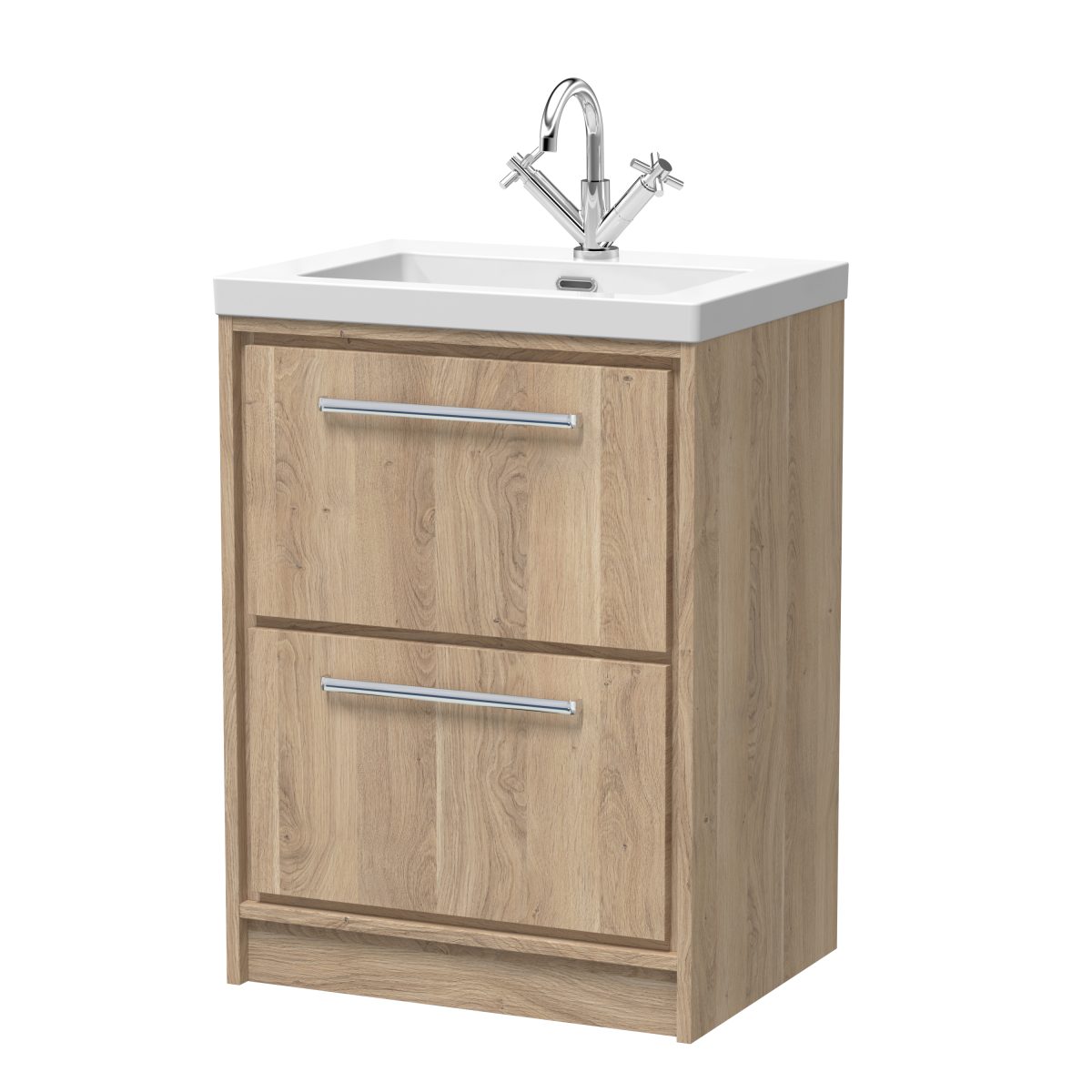 600mm Floor Standing 2-Drawer Vanity with Basin - 1 Tap Hole - Image 1