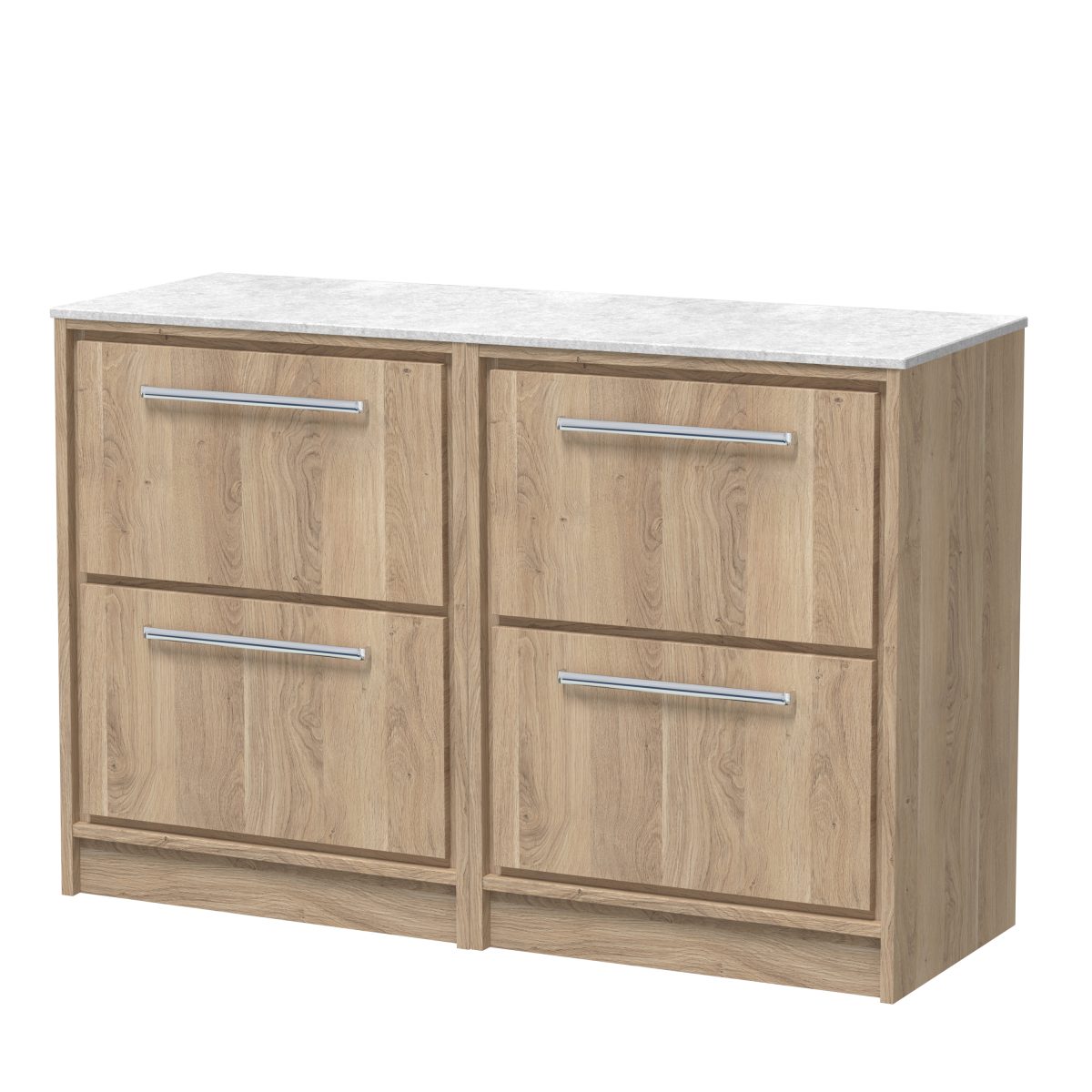 1200mm Floor Standing 4-Drawer Vanity with Marble Worktop - Image 1