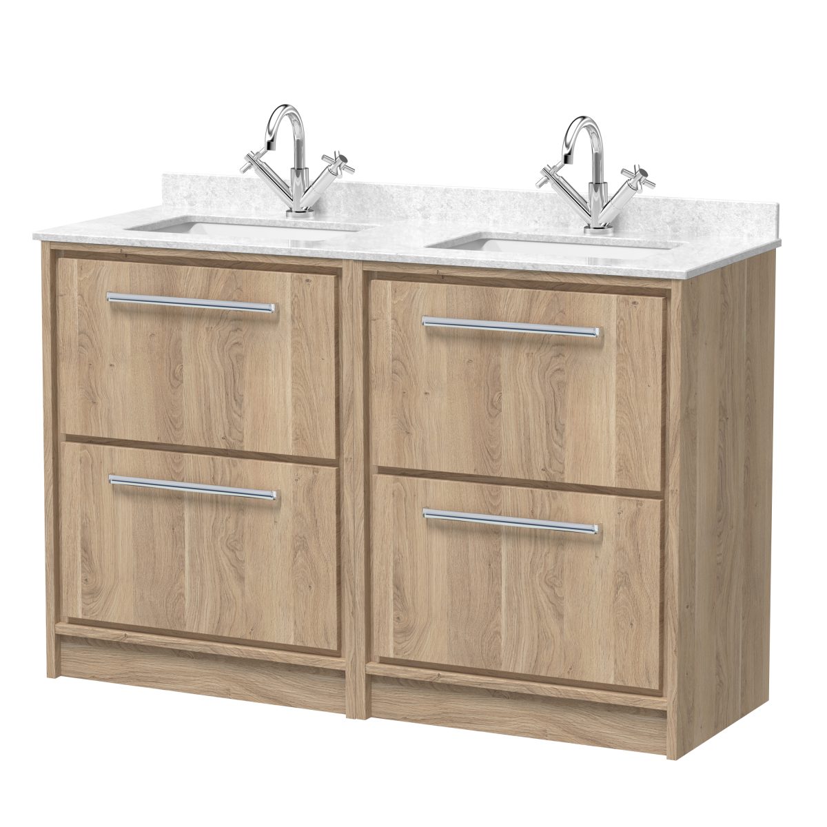 1200mm Floor Standing 4-Drawer Vanity with Marble Worktop Basin - Image 1