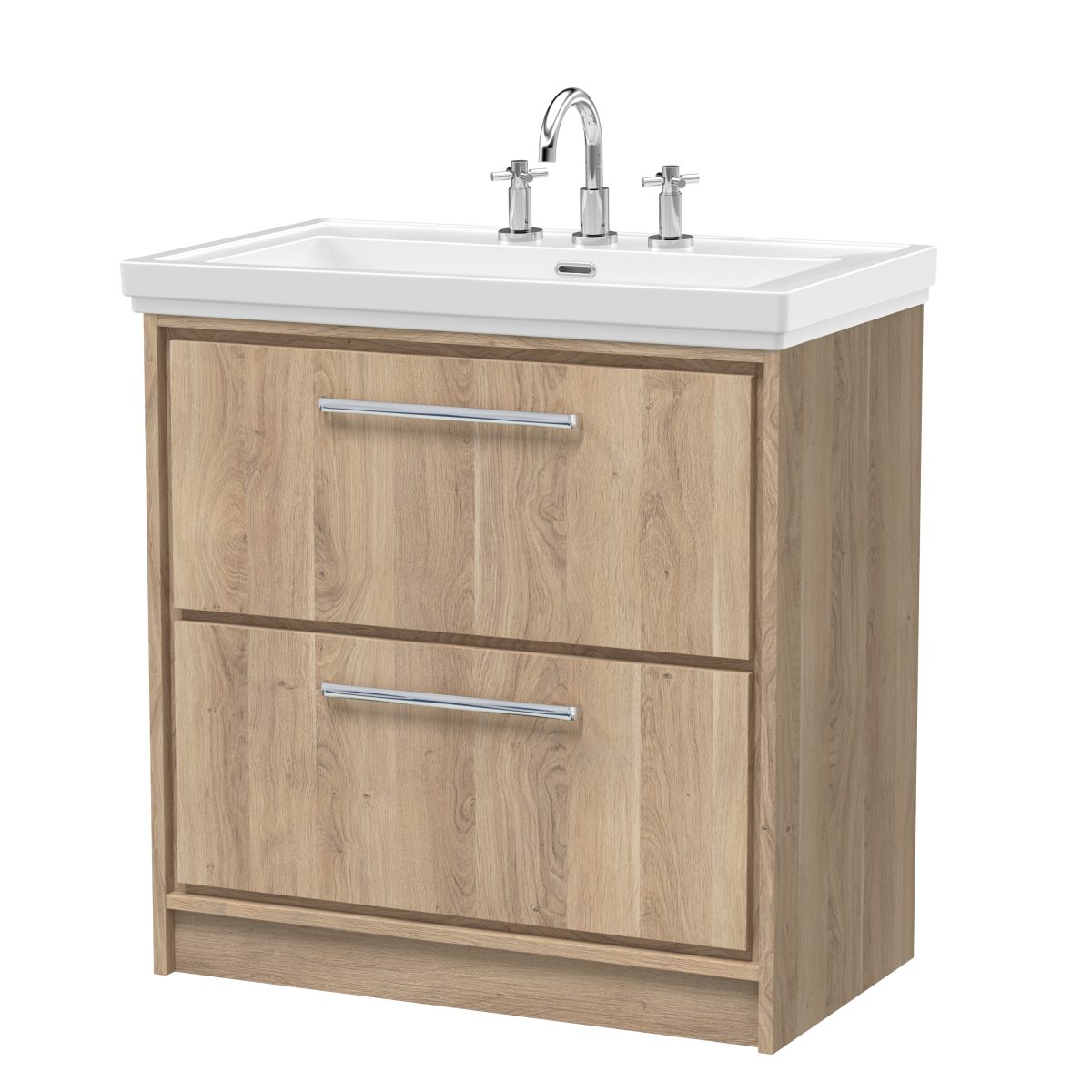 800mm Floor Standing 2-Drawer Vanity with Basin - 3 Tap Hole - Image 1