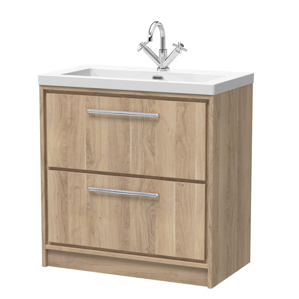 800mm Floor Standing 2-Drawer Vanity with Basin - 1 Tap Hole - Image 1