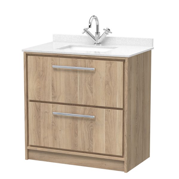 800mm Floor Standing 2-Drawer Vanity with Marble Worktop Basin