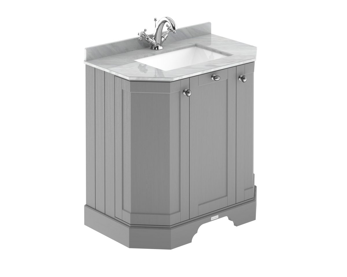 750mm 3-Door Angled Unit & Marble Top 1TH - Image 1
