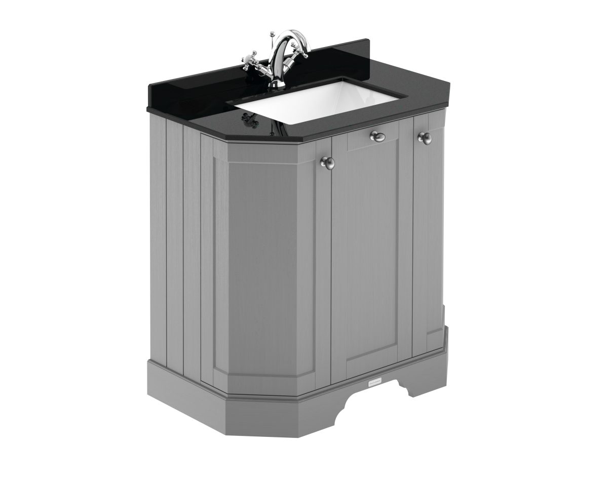 750mm 3-Door Angled Unit & Marble Top 1TH - Image 1