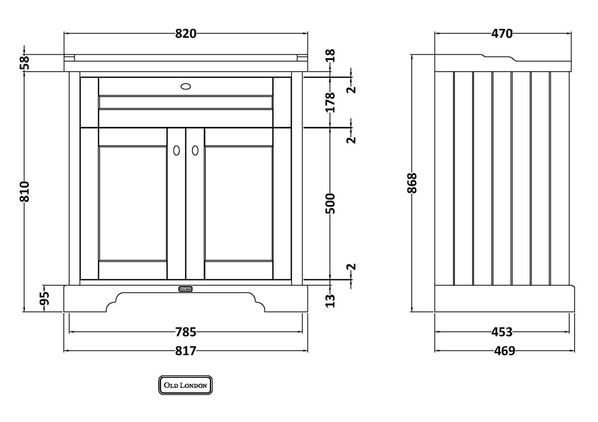 800mm Cabinet & Basin (3TH) - Image 3
