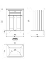 600mm 2-Door Vanity & Classic Basin 0TH - Image 3