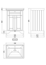 600mm 2-Door Vanity & Classic Basin 1TH - Image 3