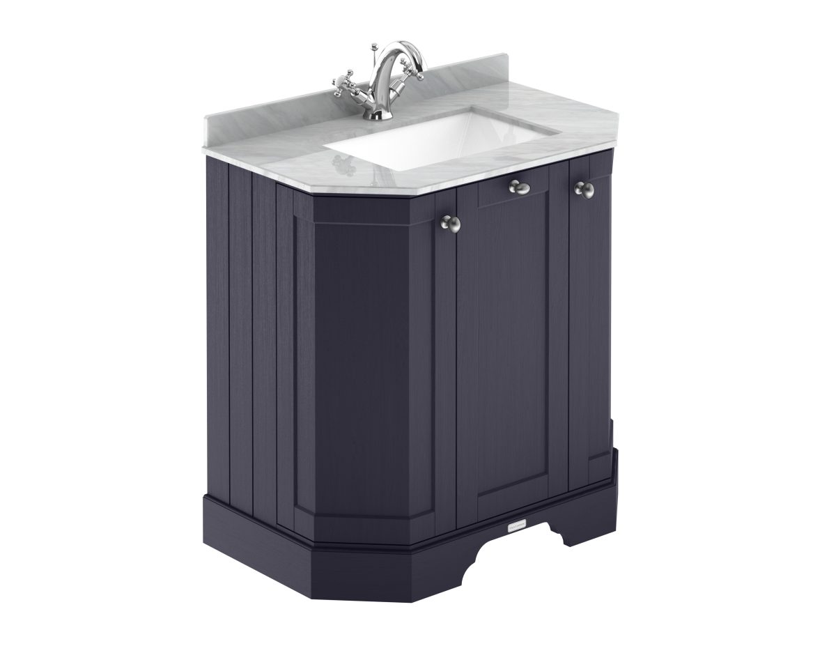 750mm 3-Door Angled Unit & Marble Top 1TH - Image 1