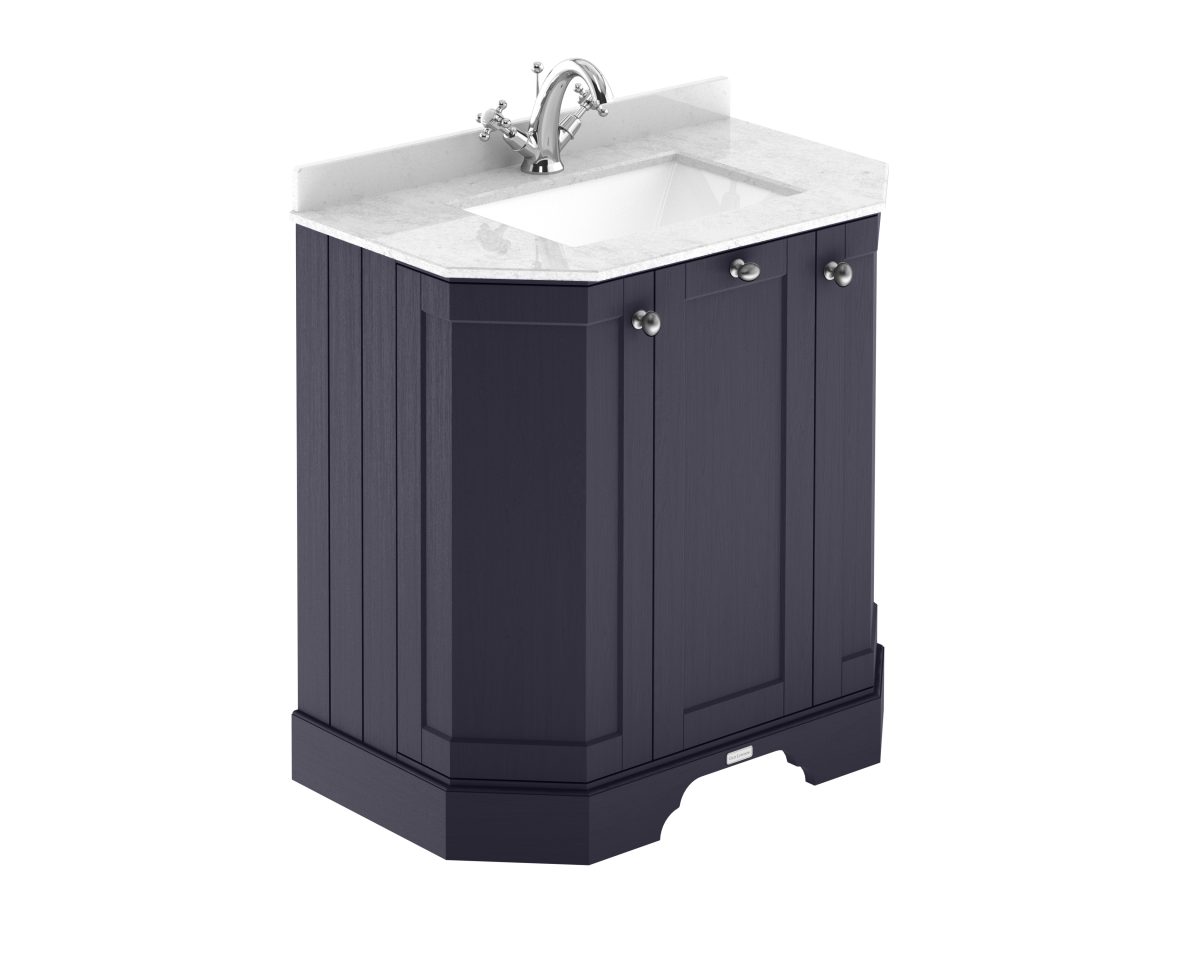 750mm 3-Door Angled Unit & Marble Top 1TH - Image 1