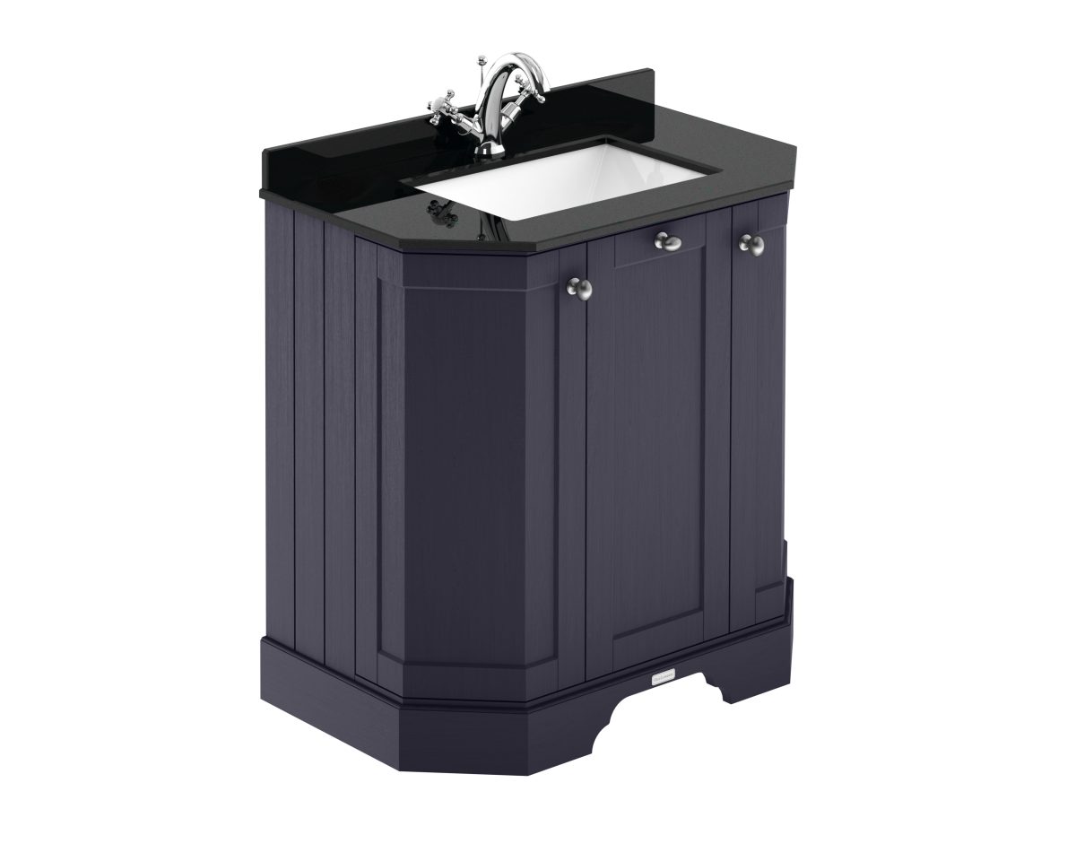750mm 3-Door Angled Unit & Marble Top 1TH - Image 1