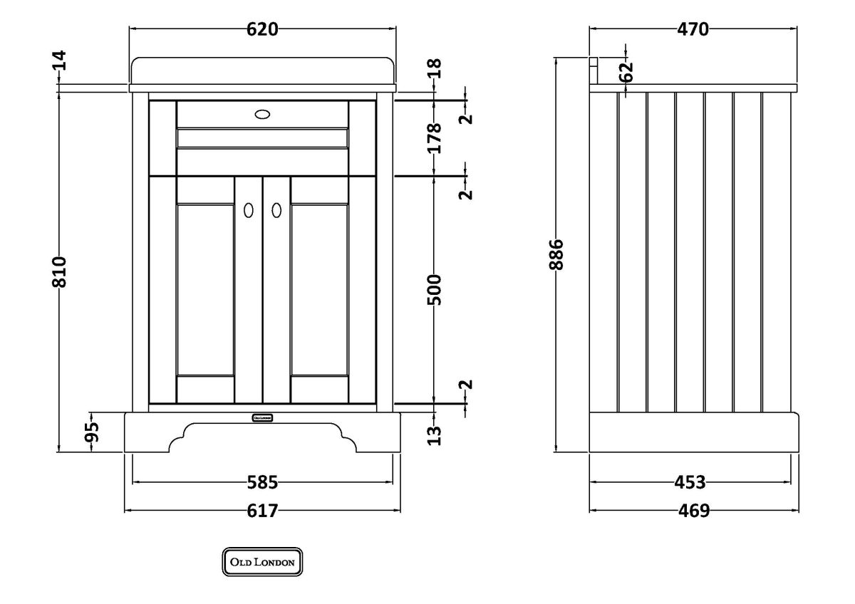 600mm Cabinet & Marble Top (3TH) - Image 2