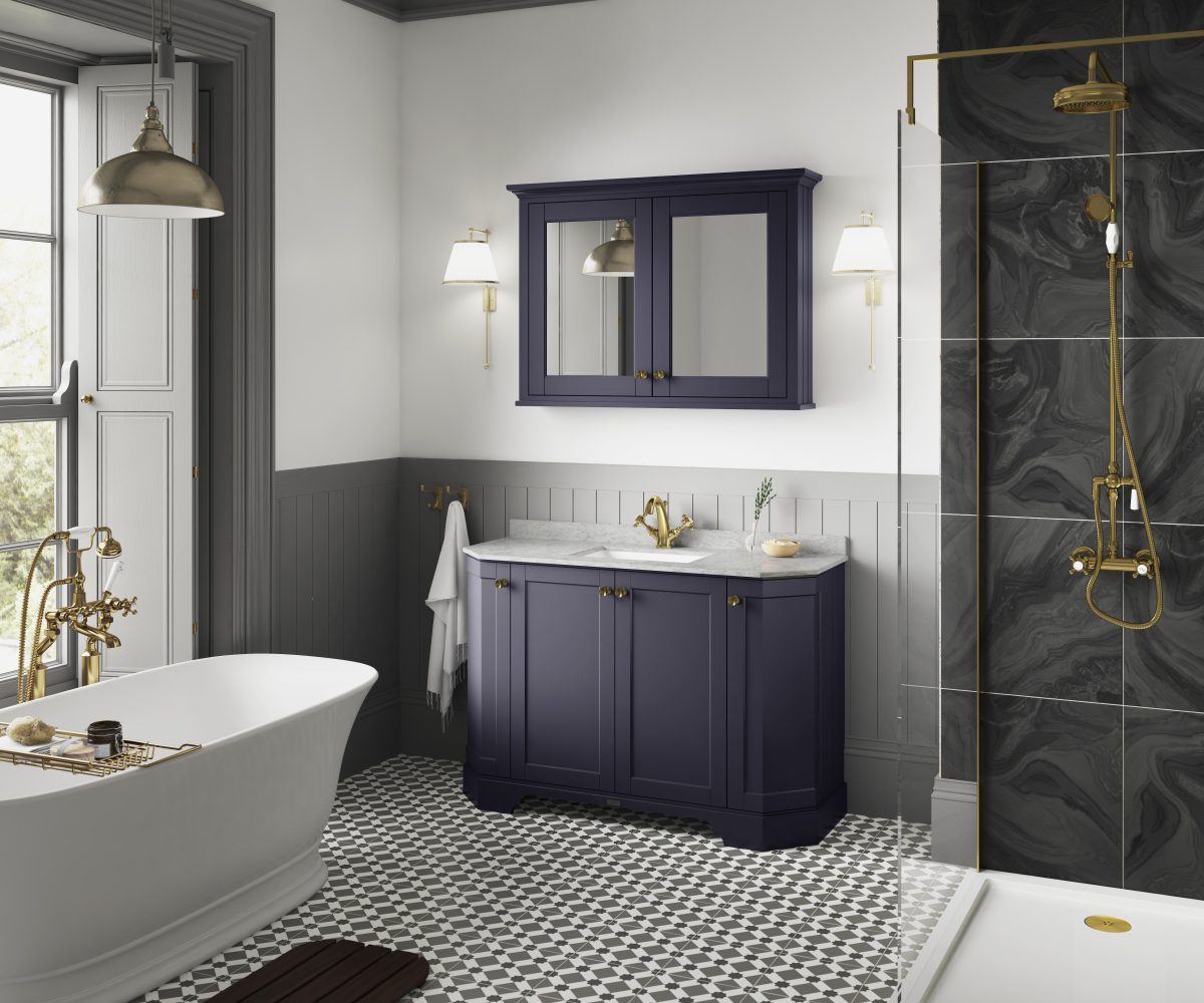 1200mm 4-Door Angled Unit & Marble Top 1TH - Image 2