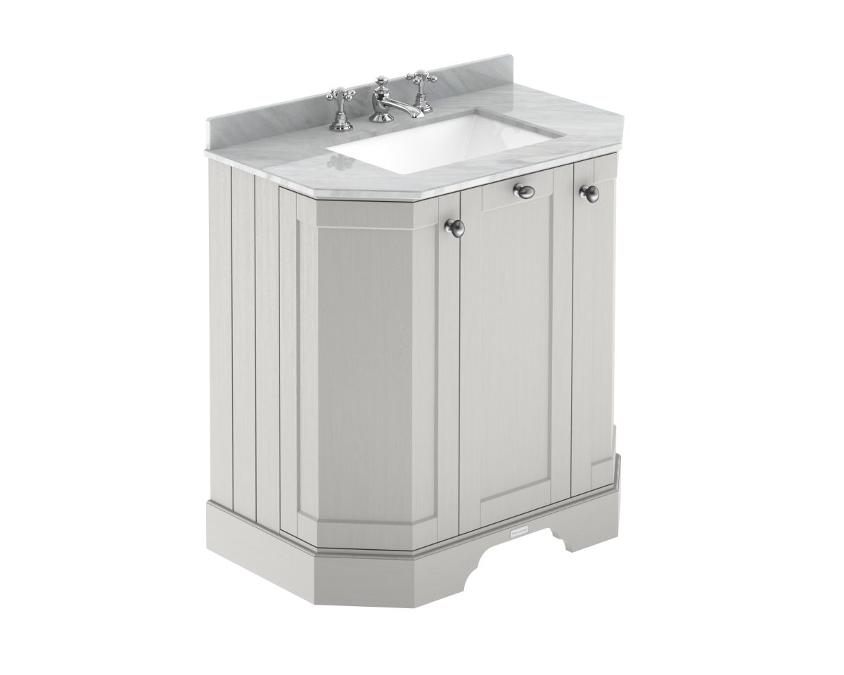 750mm 3-Door Angled Unit & Marble Top 3TH - Image 1