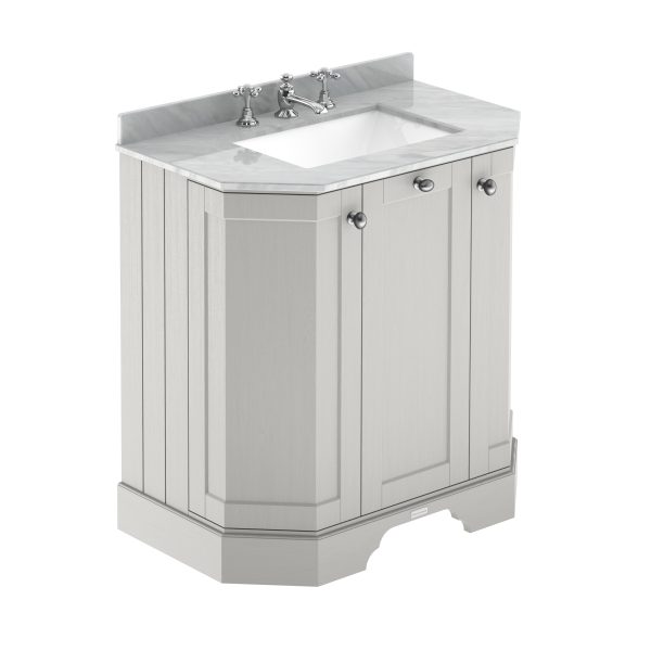 750mm 3-Door Angled Unit & Marble Top 3TH