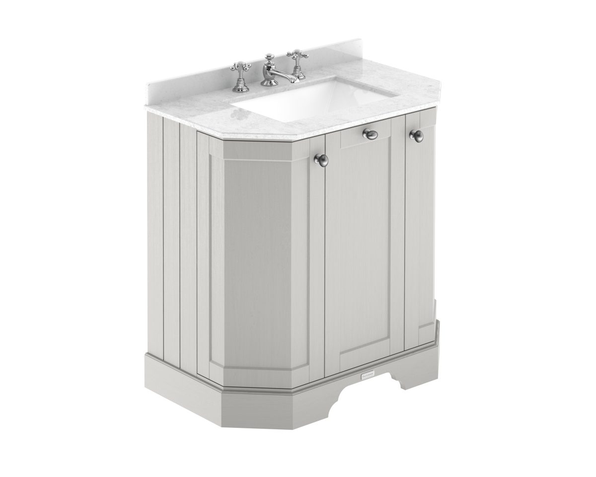 750mm 3-Door Angled Unit & Marble Top 3TH - Image 1