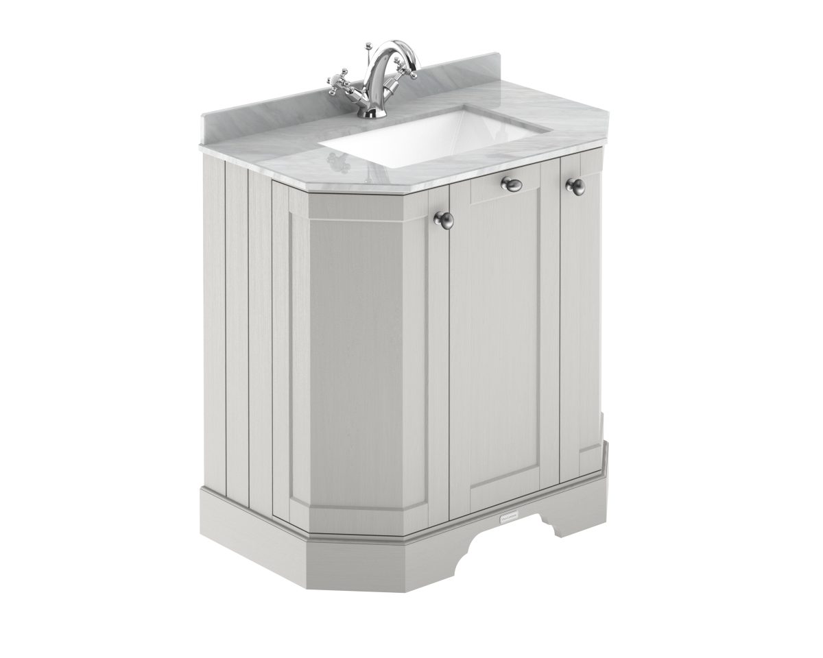 750mm 3-Door Angled Unit & Marble Top 1TH - Image 1