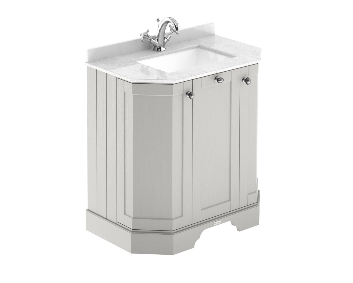 750mm 3-Door Angled Unit & Marble Top 1TH - Image 1