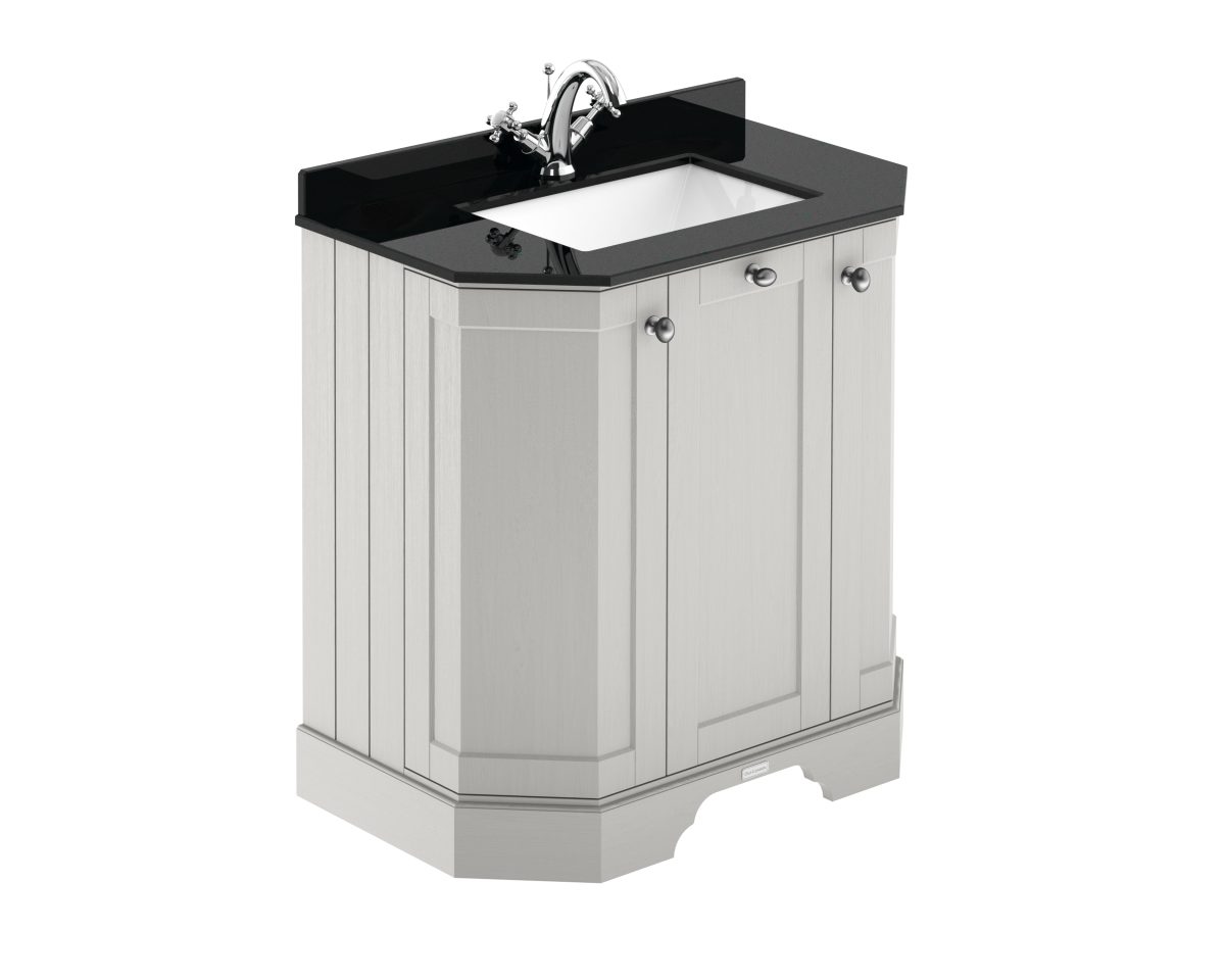 750mm 3-Door Angled Unit & Marble Top 1TH - Image 1