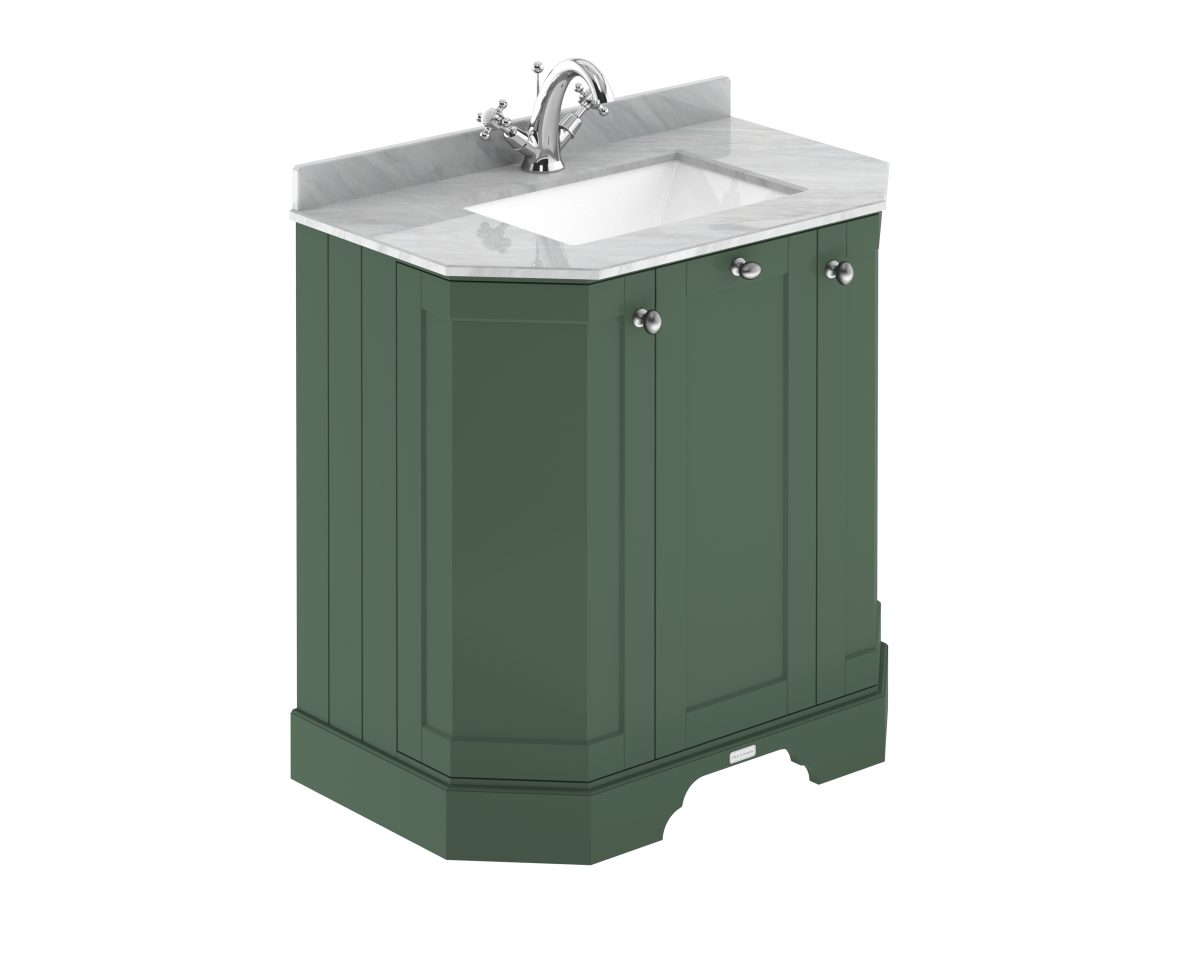 750mm 3-Door Angled Unit & Marble Top 1TH - Image 1