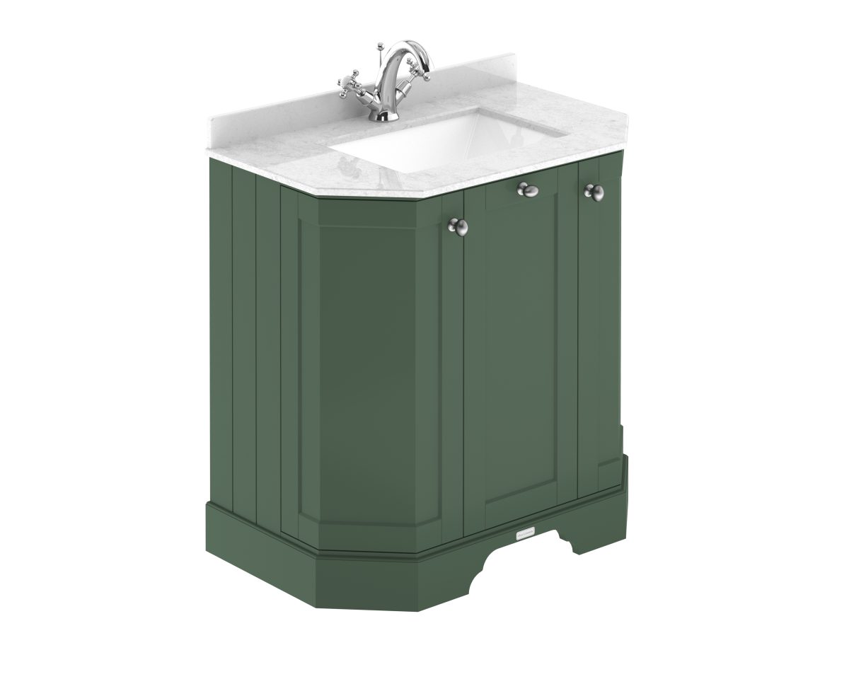 750mm 3-Door Angled Unit & Marble Top 1TH - Image 1