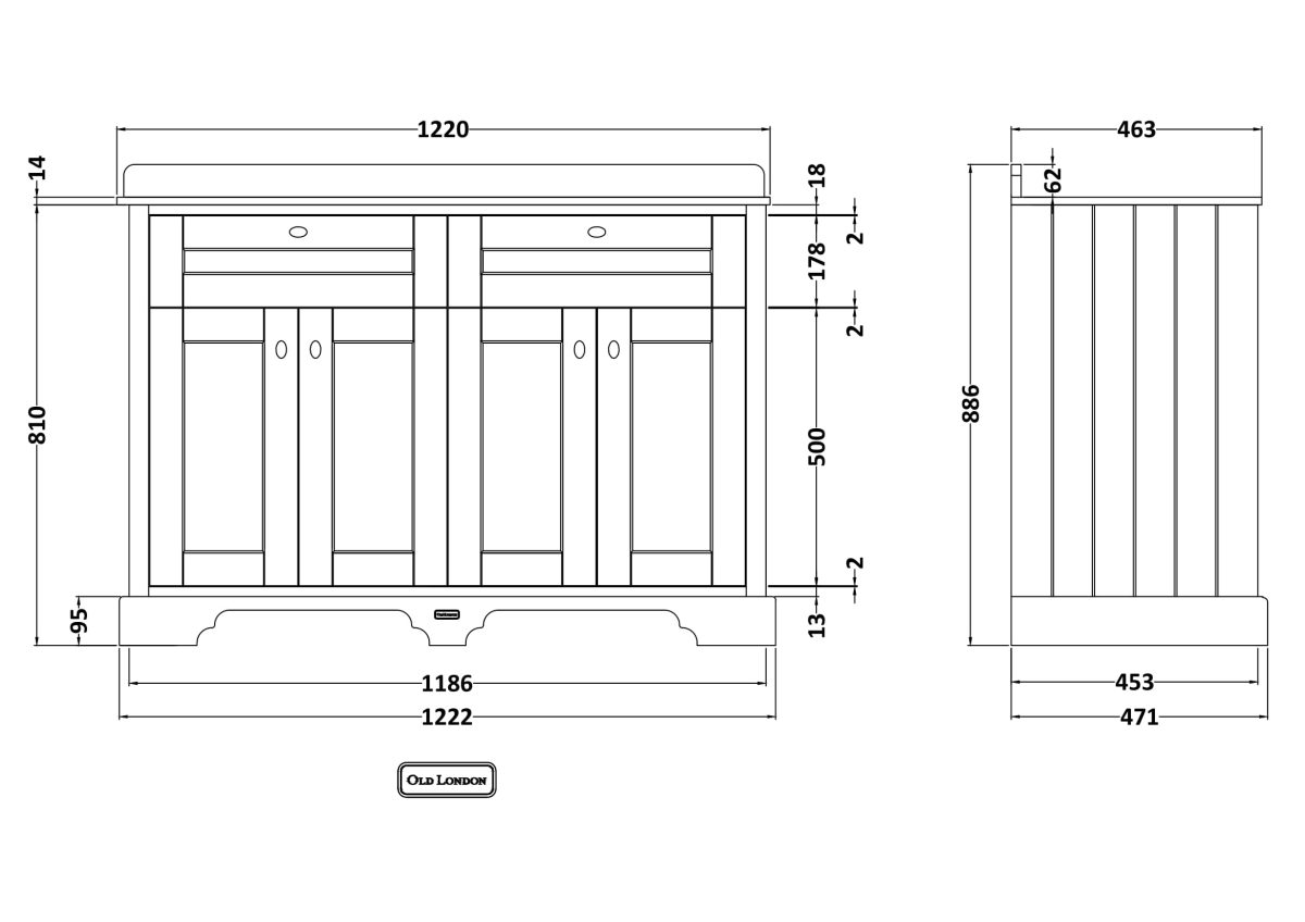 1200mm Cabinet & Double Marble Top (1TH) - Image 2