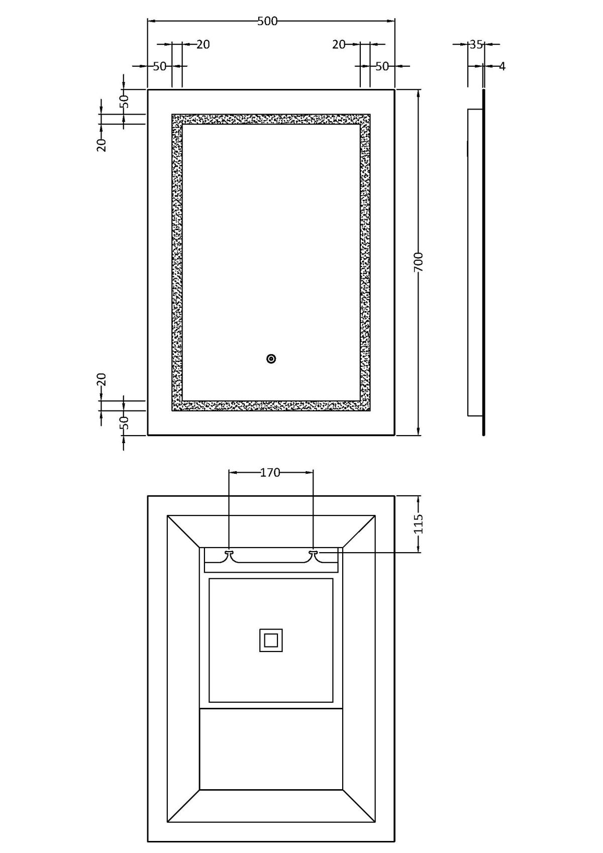 700 x 500 Touch Sensor Mirror - Image 2