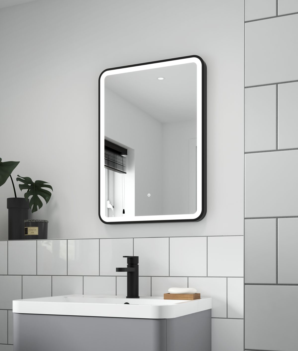 700 x 500 Black Framed Mirror - Image 2