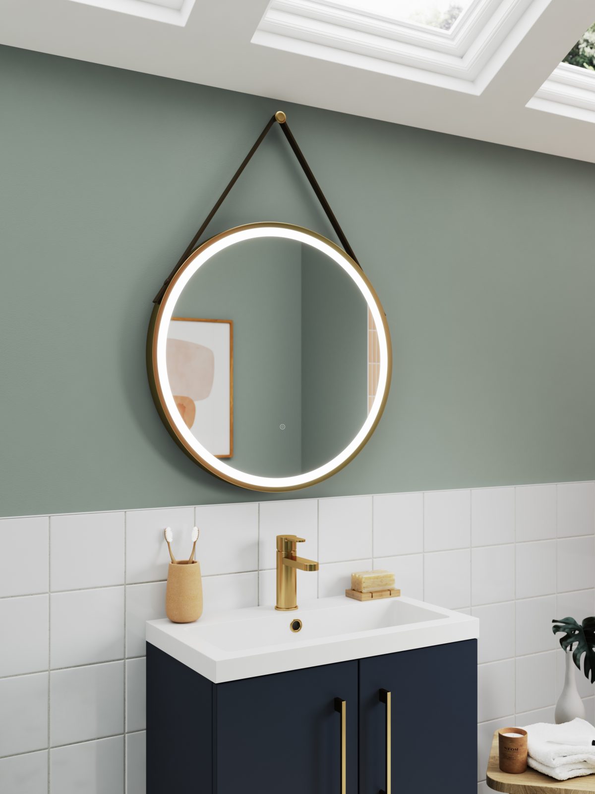 800mm Round Illuminated Mirror - Image 2