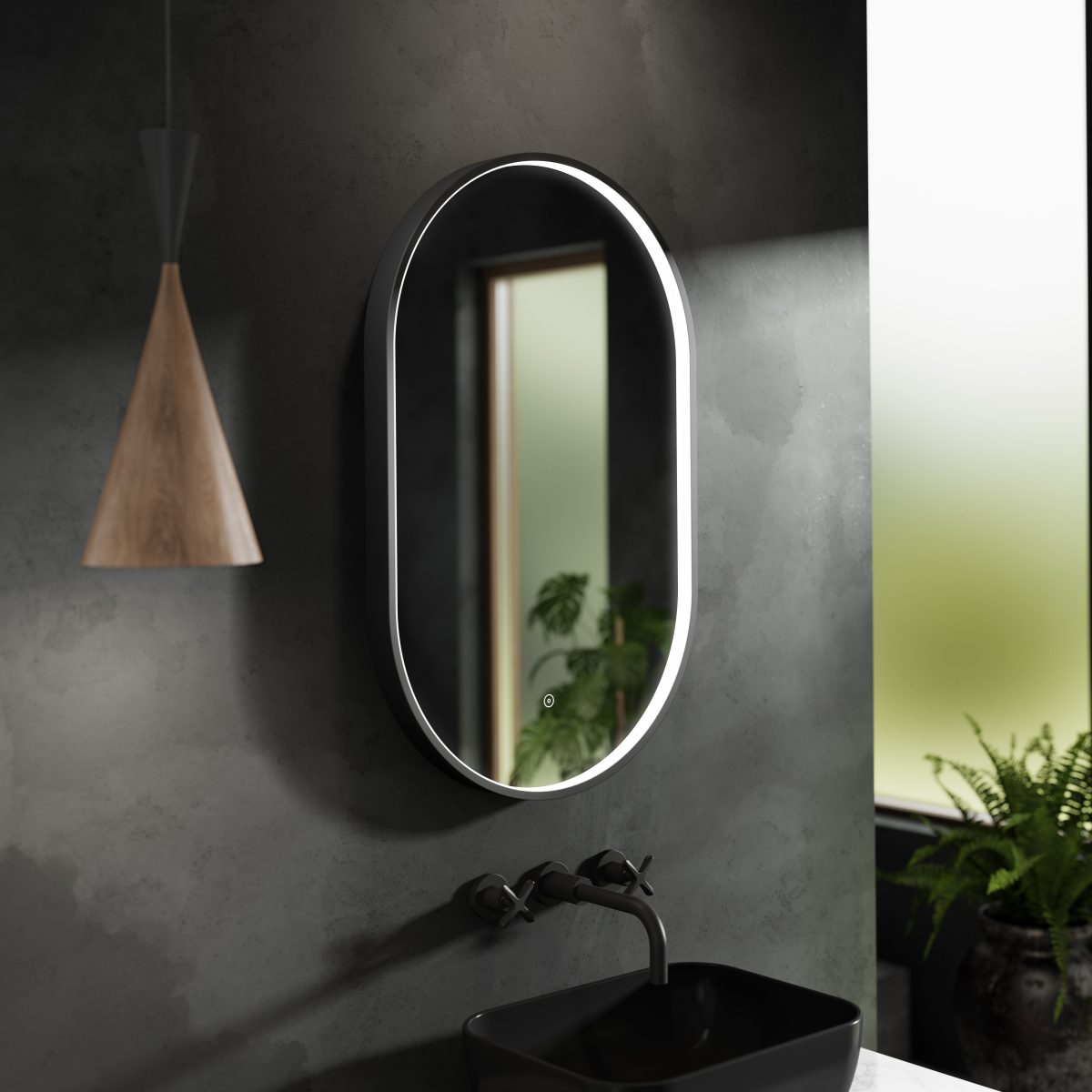 Black Frame LED Mirror - 800 x 500mm - Image 2