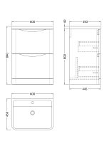 600mm Floor Standing 2 Drawer Vanity & Polymarble Basin - Image 3
