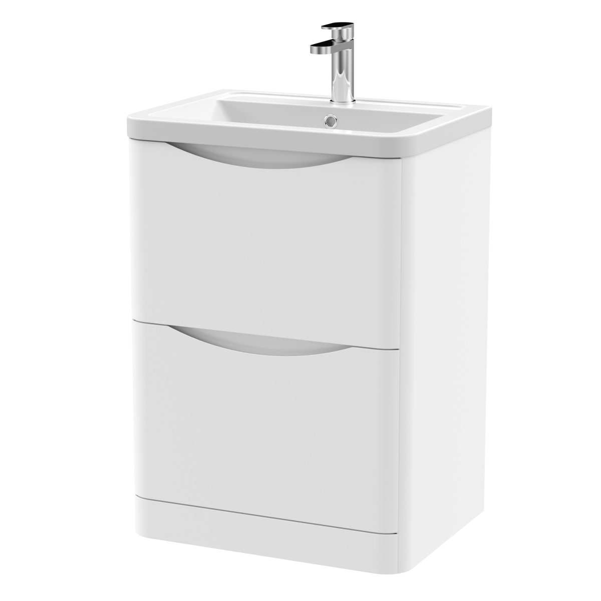 600mm Floor Standing 2 Drawer Vanity & Ceramic Basin - Image 1