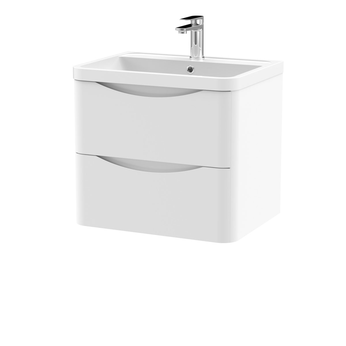 600mm Wall Hung 2 Drawer Vanity & Polymarble Basin - Image 1