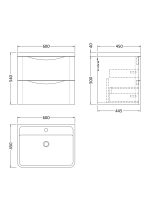 600mm Wall Hung 2 Drawer Vanity & Polymarble Basin - Image 3