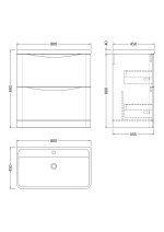800mm Floor Standing 2 Drawer Vanity & Polymarble Basin - Image 3