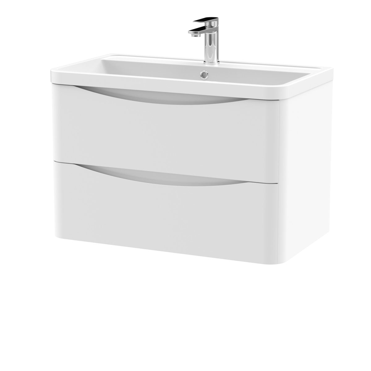 800mm Wall Hung 2 Drawer Vanity & Polymarble Basin - Image 1