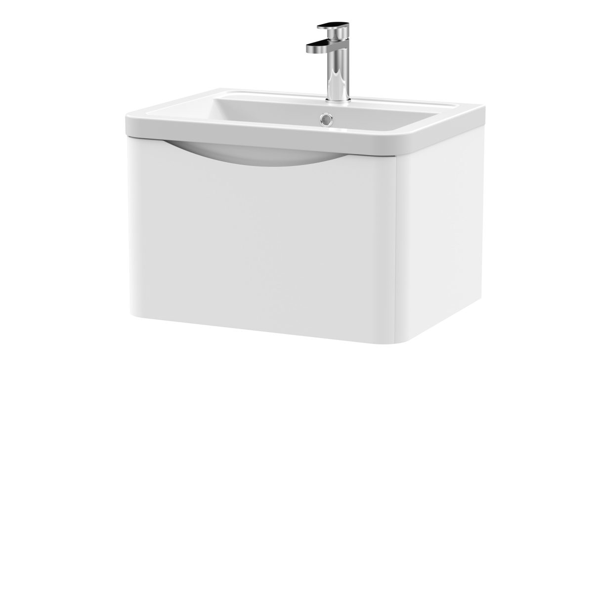 600mm Wall Hung 1 Drawer Vanity & Ceramic Basin - Image 1