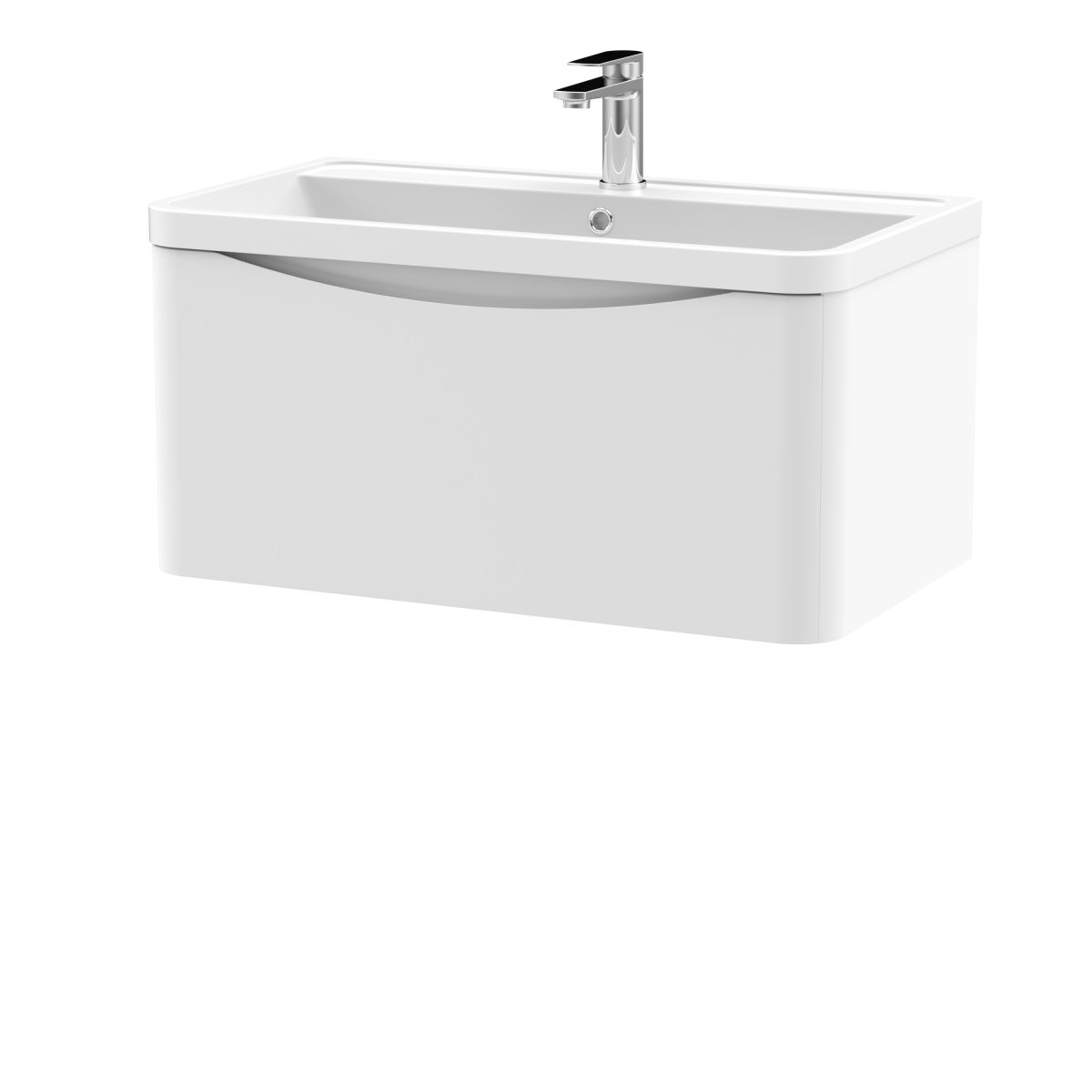 800mm Wall Hung 1 Drawer Vanity & Polymarble Basin - Image 1