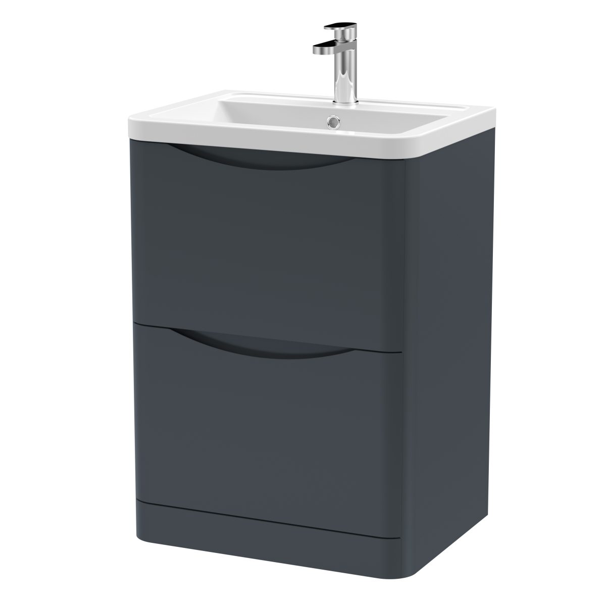 600mm Floor Standing 2 Drawer Vanity & Ceramic Basin - Image 1