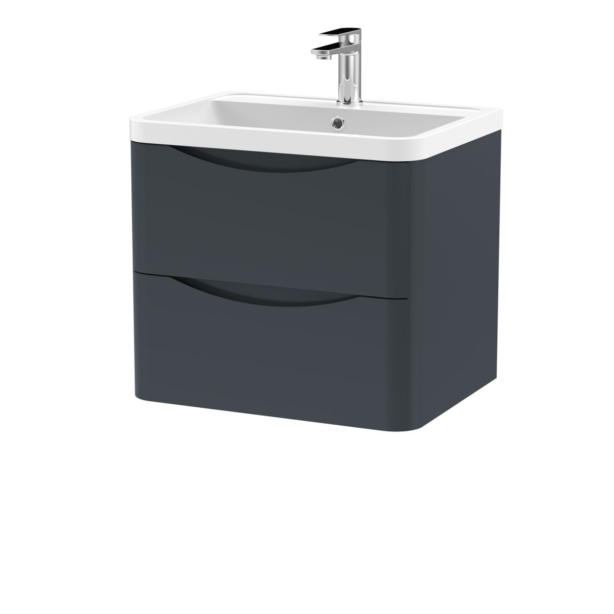 600mm Wall Hung 2 Drawer Vanity & Polymarble Basin - Image 1