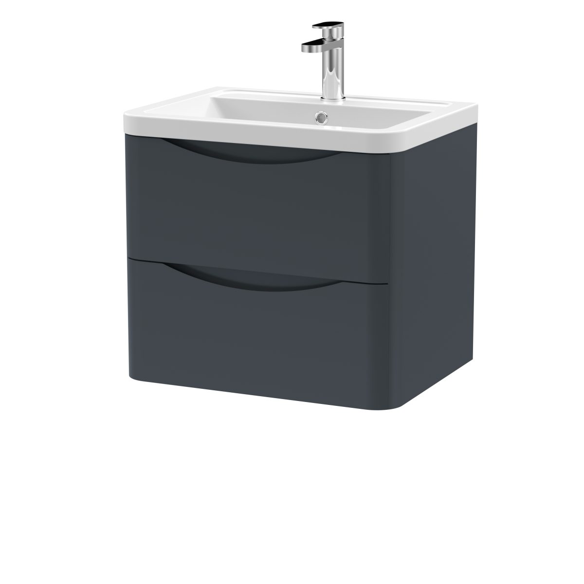 600mm Wall Hung 2 Drawer Vanity & Ceramic Basin - Image 1